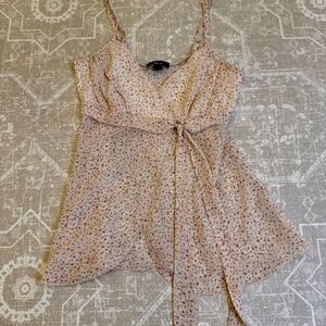 BCX‎ Floral Cami Top Wrap Tie Sleeveless Blouse Summer Women's Size M